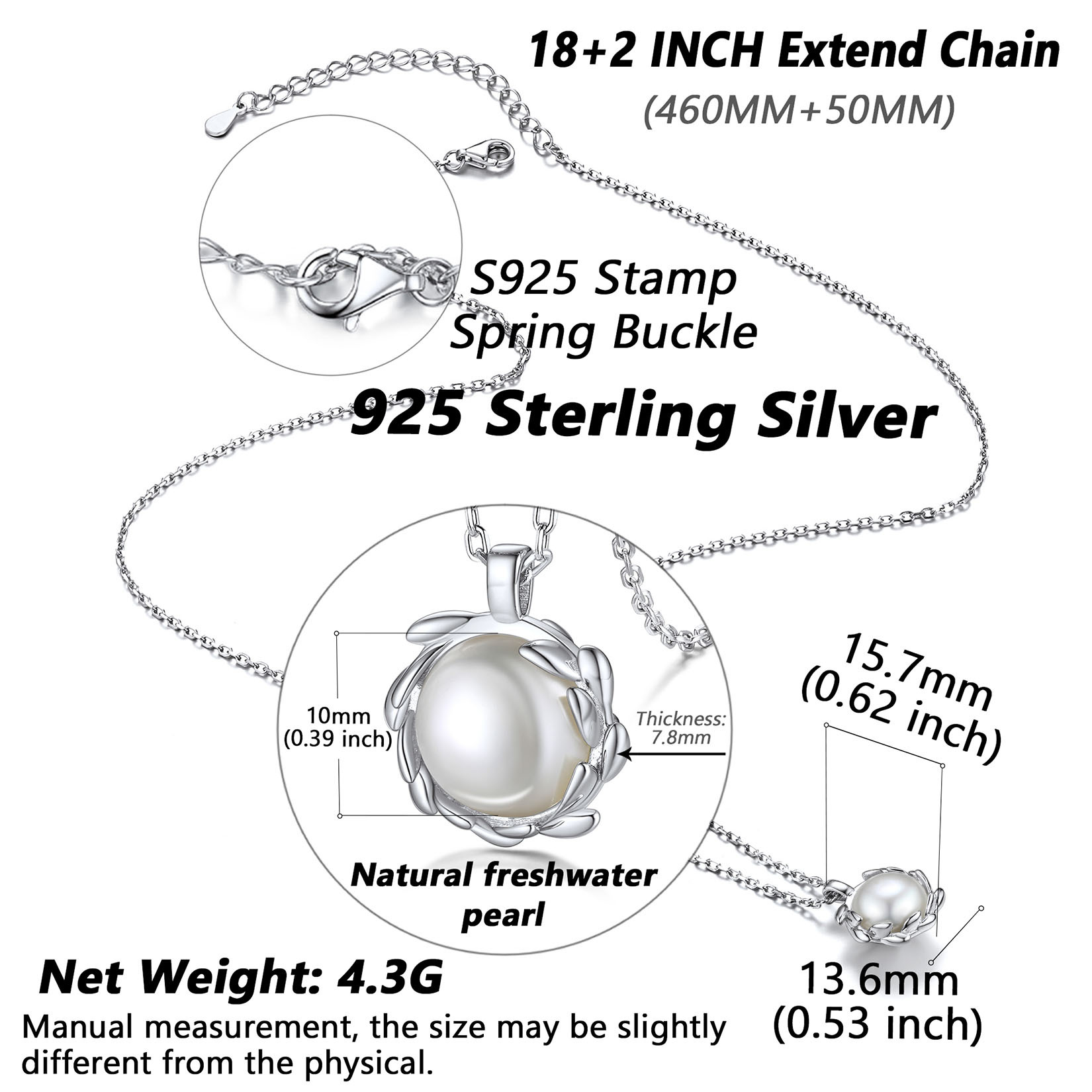 Flash Sale Sterling Silver Olive Leaf Pearl Pendant Necklace