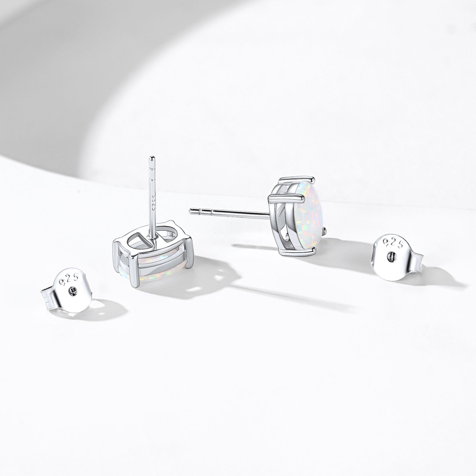 sterling Silver Opal Stud Earrings