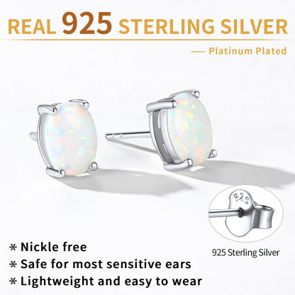 Flash Sale Sterling Silver Opal Stud Earrings detail