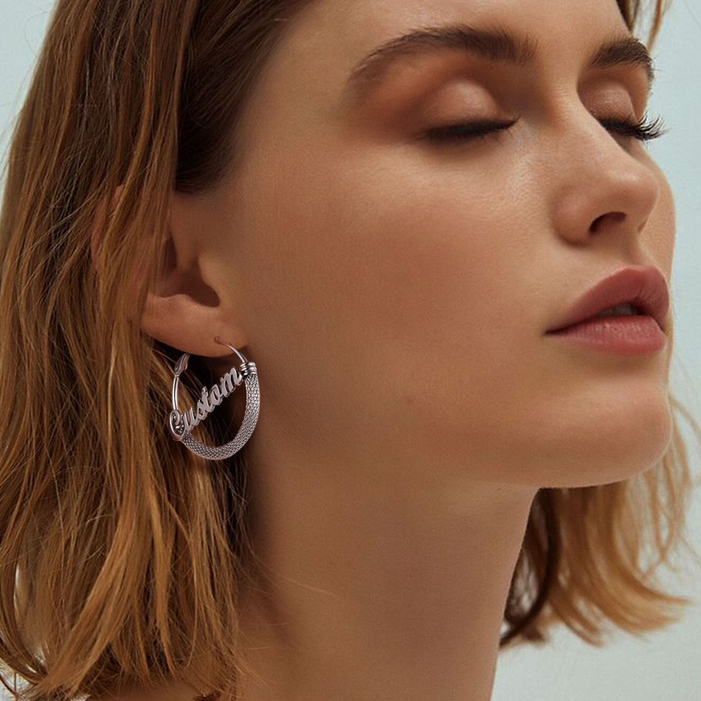 Custom Name Trendy Hoop Earrings for Women 30/40/60/80mm model