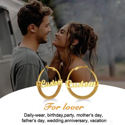 Custom Name Trendy Hoop Earrings for lover 30/40/60/80mm scene