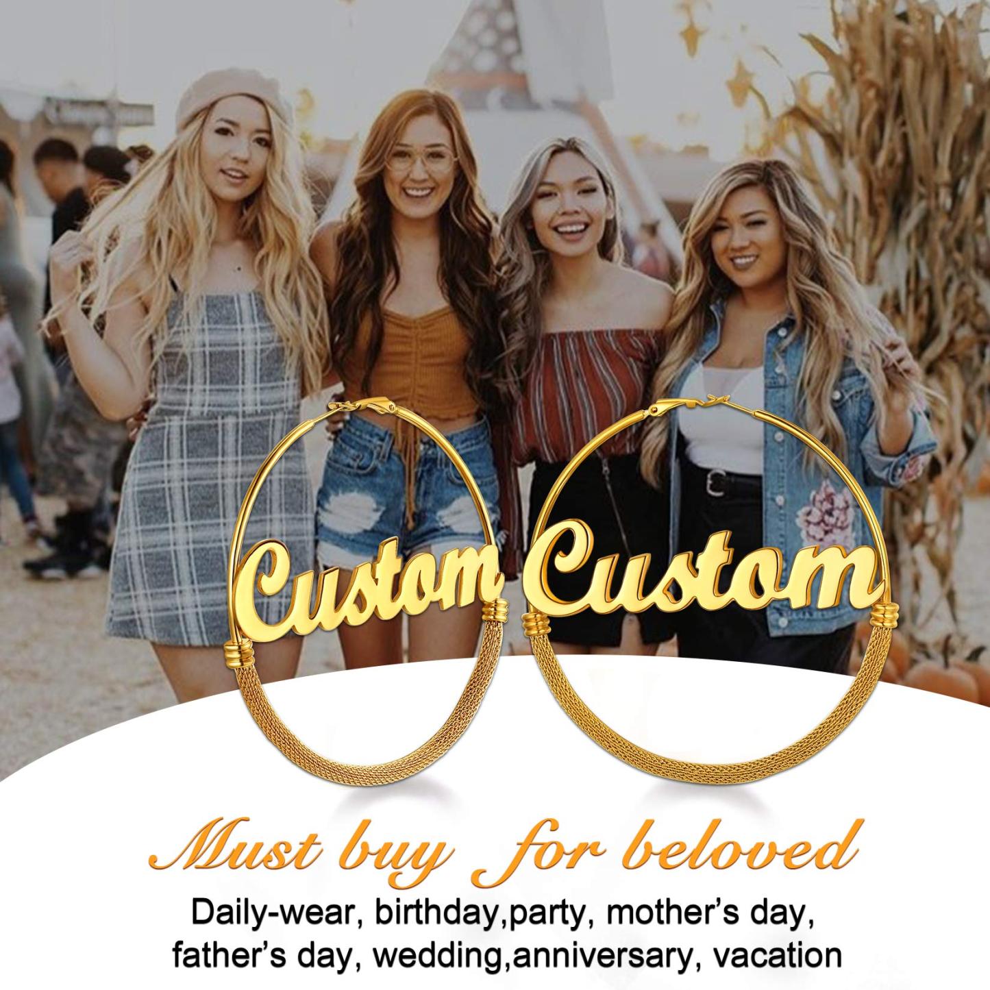 Custom Name Trendy Hoop Earrings for Women  scene