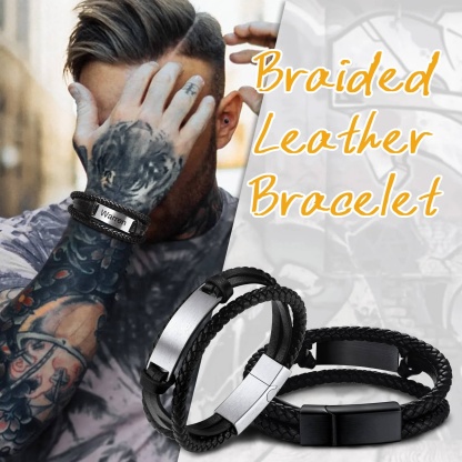 Braided Leather Cord Bracelet for Men