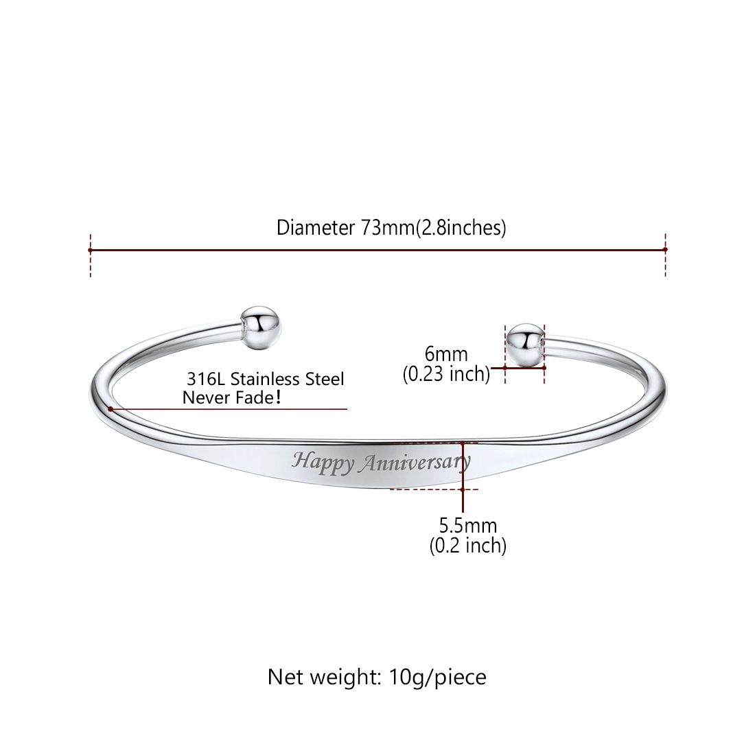 Personalized Engraved Name Cuff Bracelets for Women detail