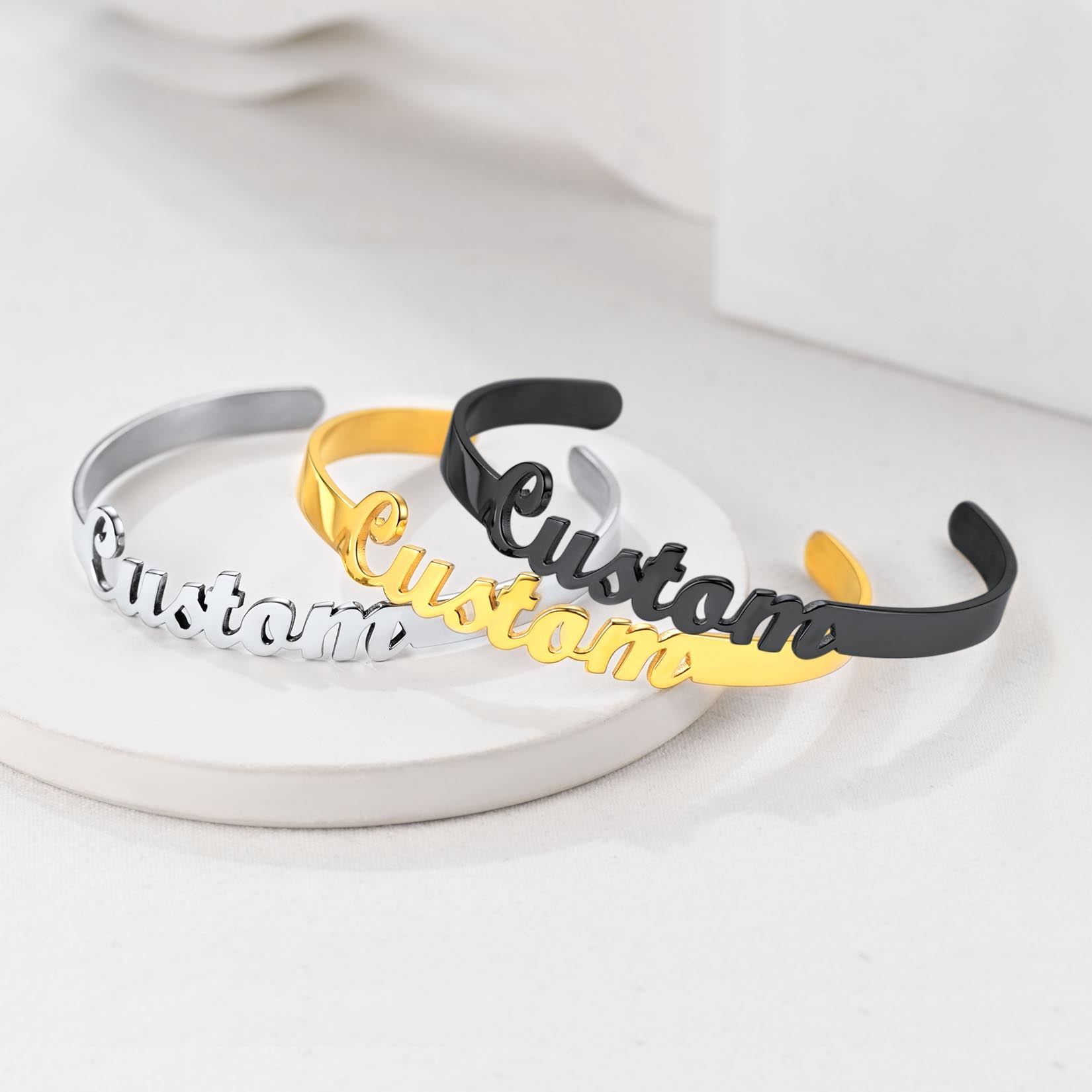 Personalized Name Engraved Cuff Bracelets for Women collection