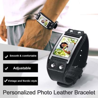 Customized Leather Bracelet with Picture detail