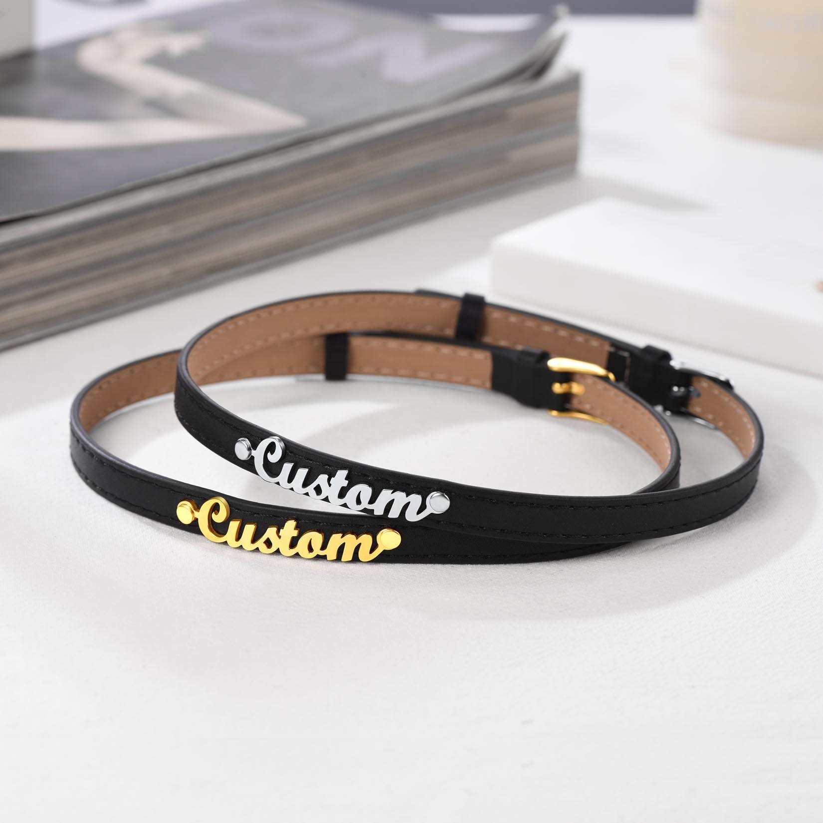 Custom Name Leather Collar Choker Necklaces for Women collection