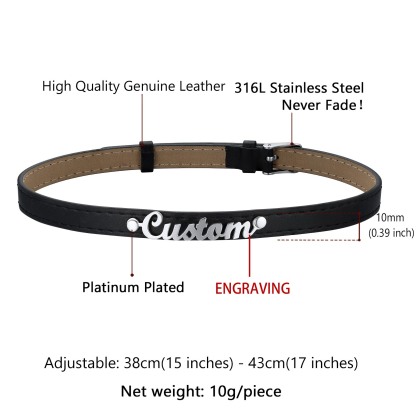 Custom Name Leather Collar Choker Necklaces for Women detail