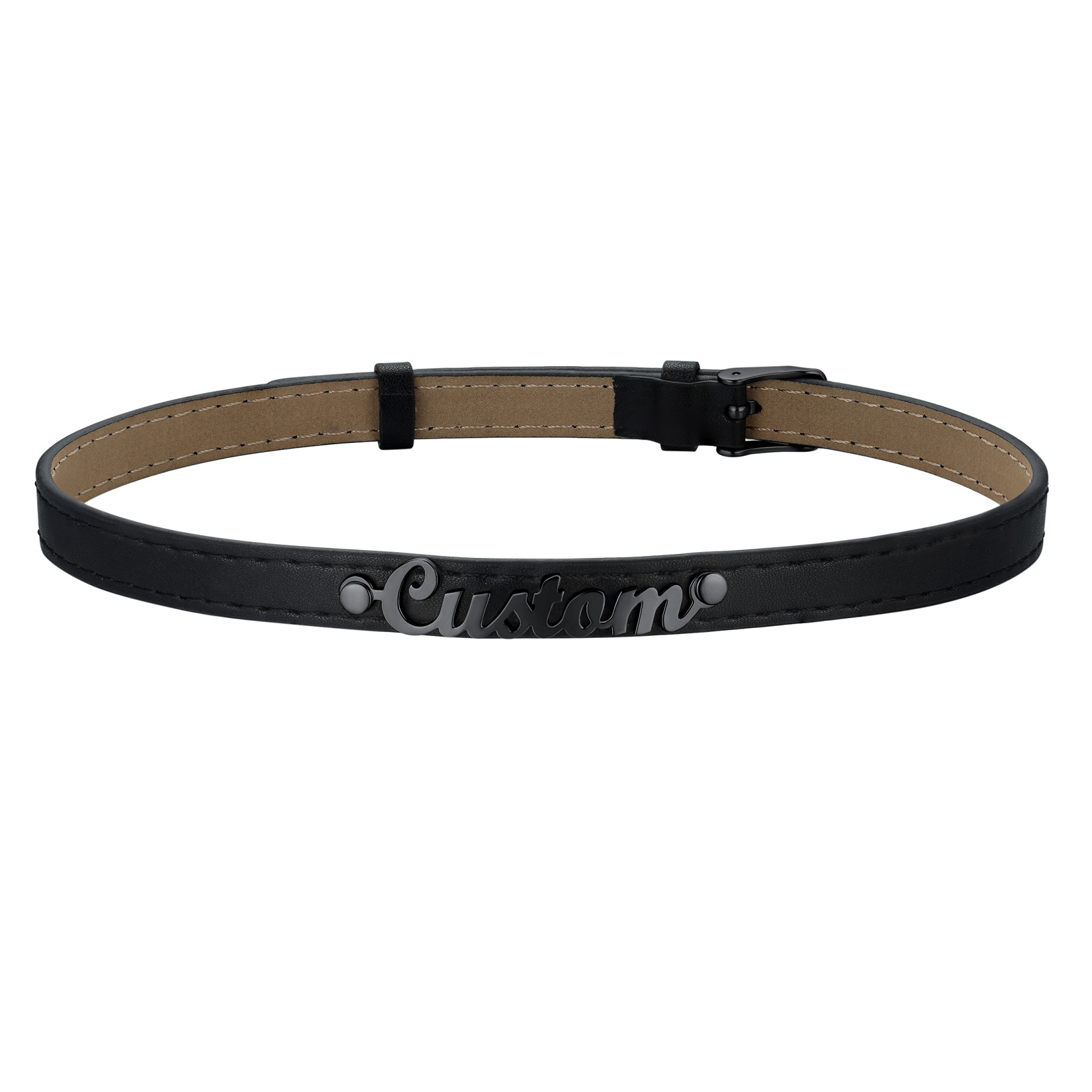 Custom Name Leather Collar Choker Necklaces for Women black