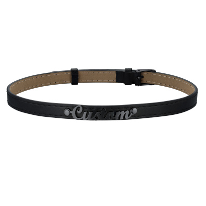 Custom Name Leather Collar Choker Necklaces for Women black