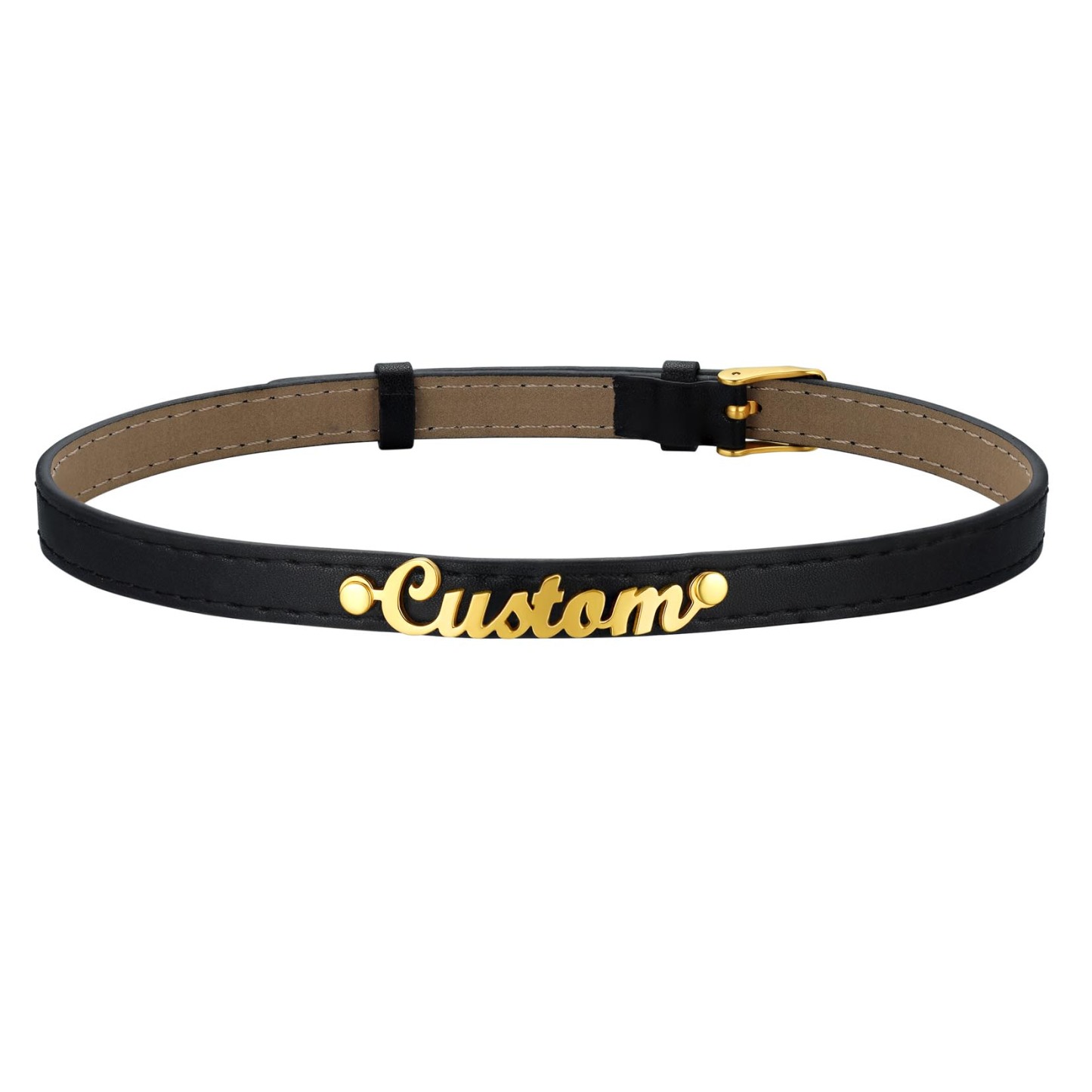 Custom Name Leather Collar Choker Necklaces for Women gold