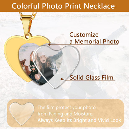 Personalized Heart Necklace with 2 Pictures for Women 