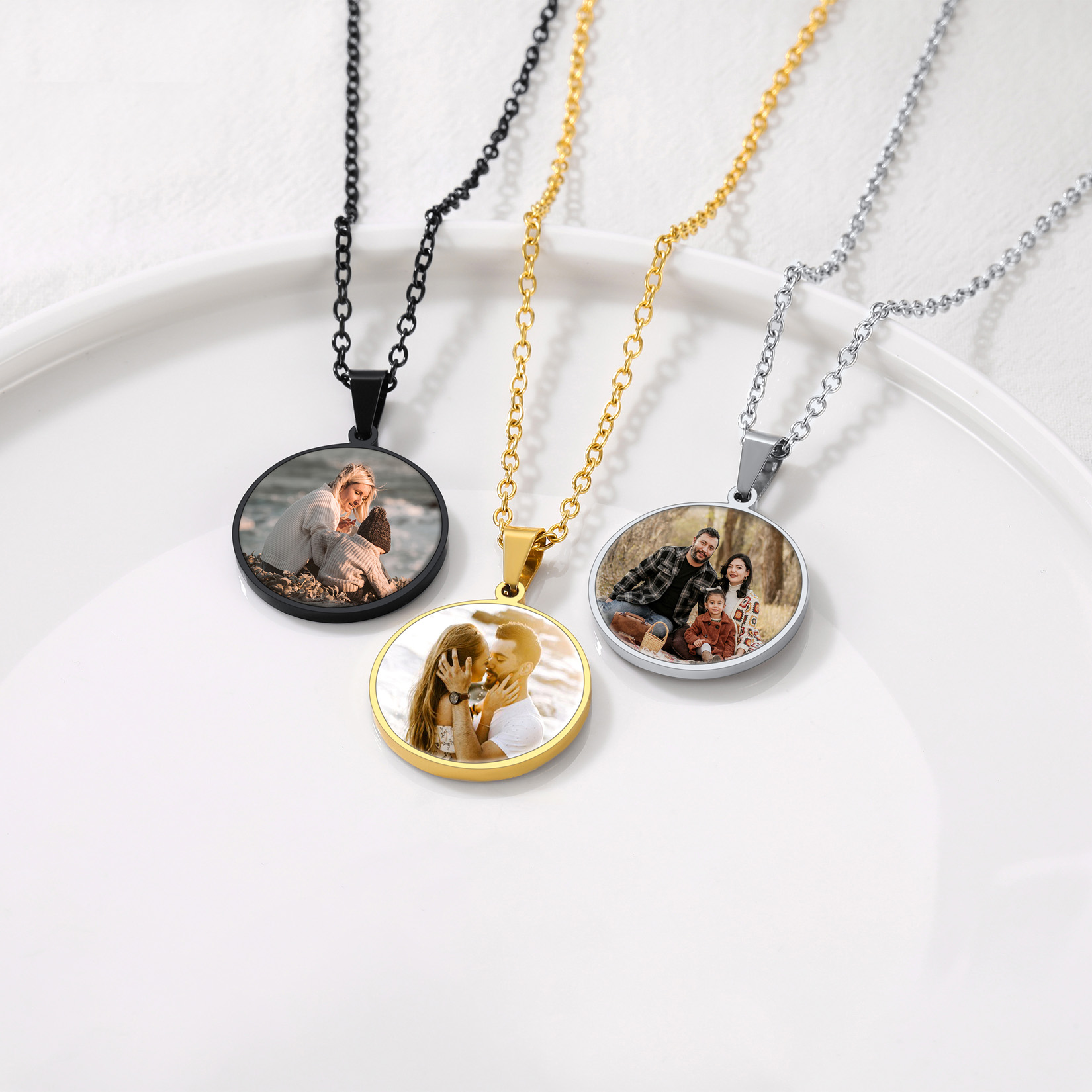 Personalized Photo Round Pendant Picture for Men Women color