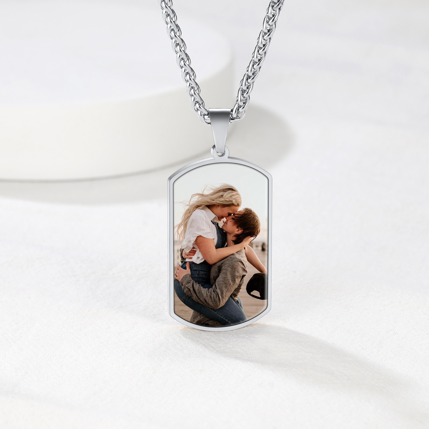 Double-sided Photo Custom Military Tags Pendant Necklace For Men