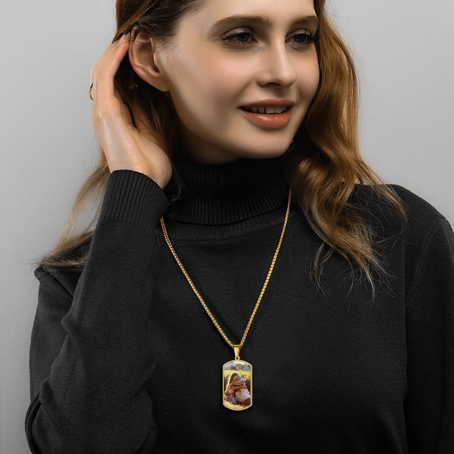 Double-sided Photo Customize Dog Tag Pendant Necklace For Men