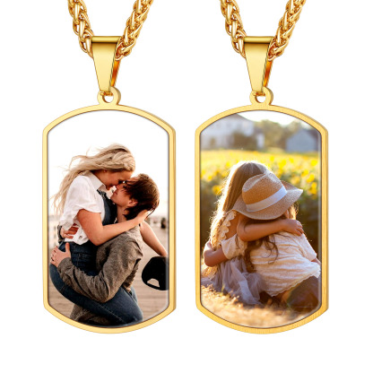 Double-sided Photo Customize Dog Tag Pendant Necklace For Men