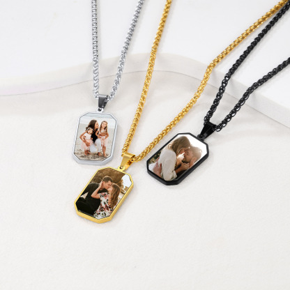 Double-side Photo Dog Tag Pendant Necklace all color