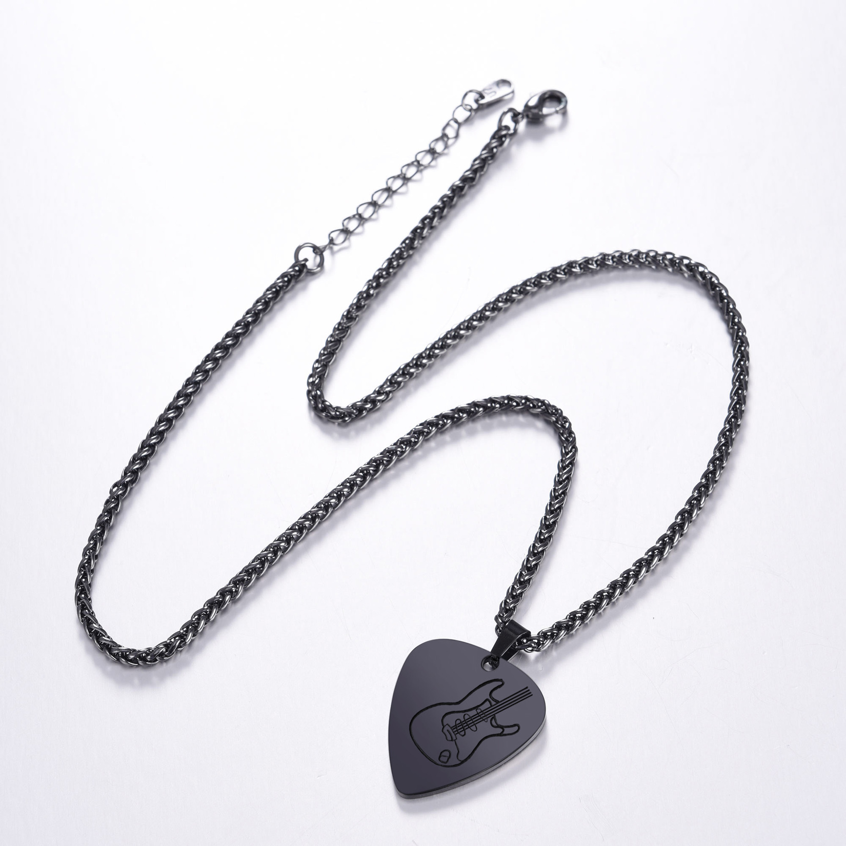 Custom Guitar Pick Pendant Necklace Black