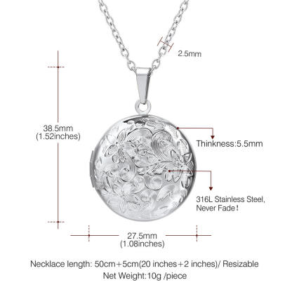 Personalized Picture Round Shape Locket Necklaces for Women silver