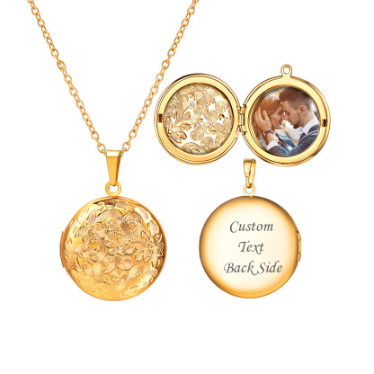 Personalized Picture Round Shape Locket Necklaces for Women  gold