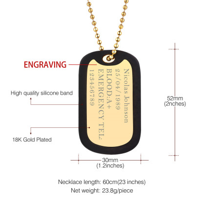 Custom Stainless Steel Tag Necklace with Bead Chain Size
