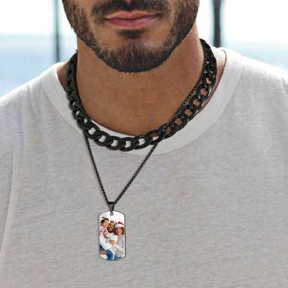 Custom Photo Text Engraved Dog Tag Necklace 