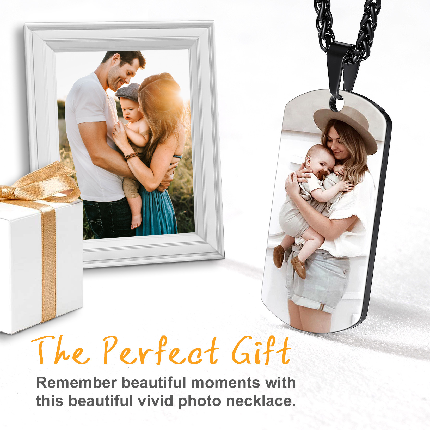 Custom Photo Engraved Dog Tag Necklace