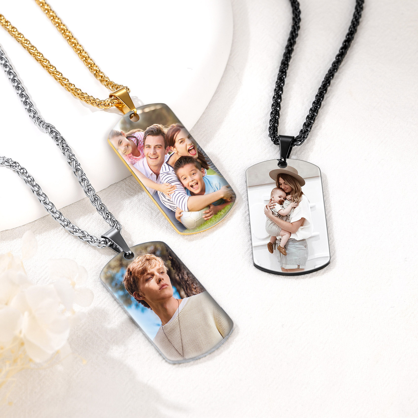 Custom Photo Necklace Stainless Steel Dog Tag Personalized Collection
