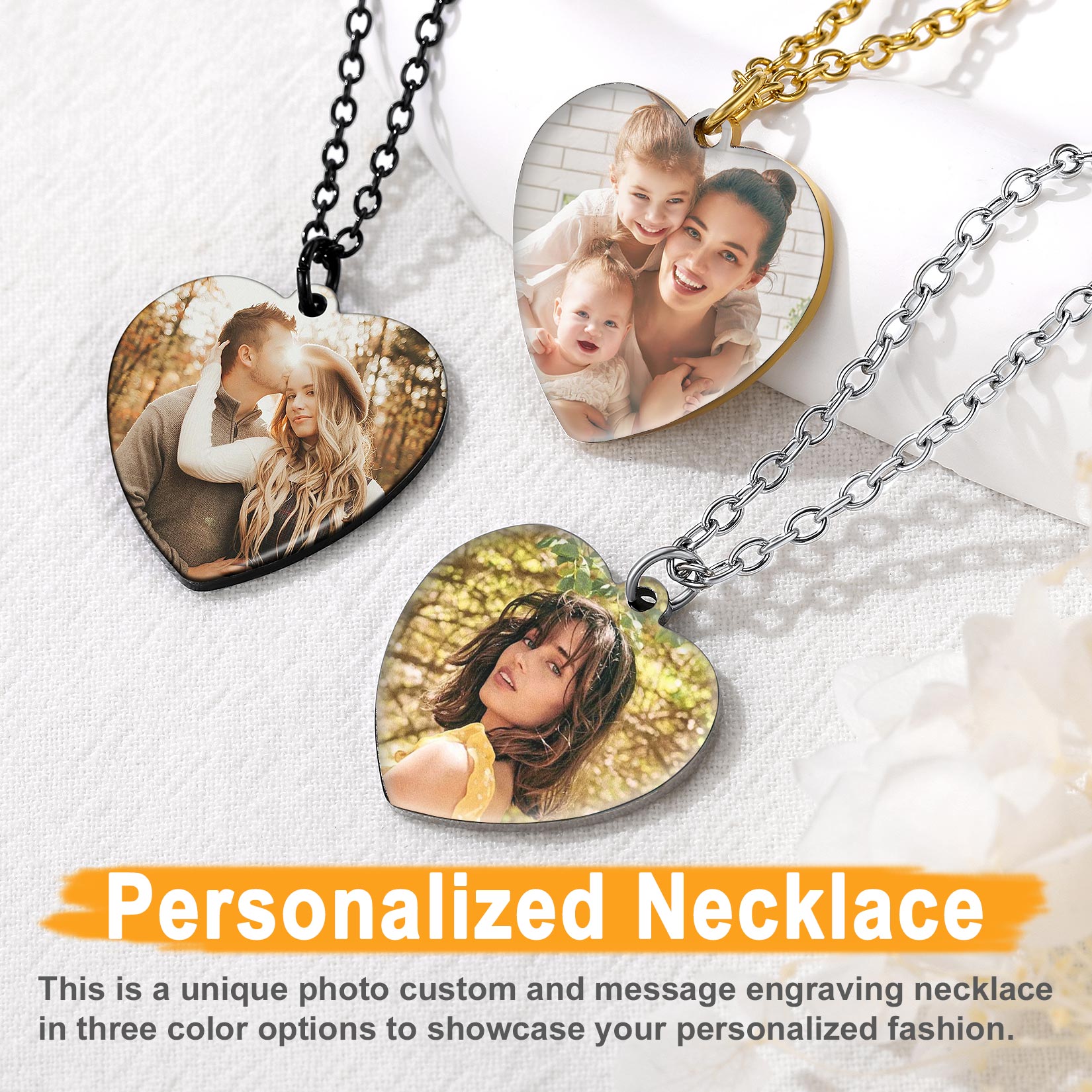  Custom Photo Heart Necklace