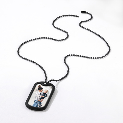 Engraved Photo square Necklace for Men