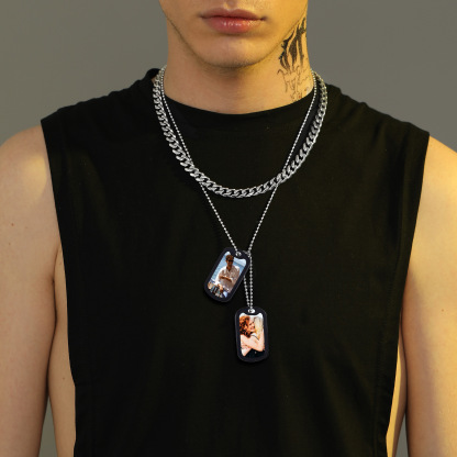 Custom Photo 2pcs Dog Tag Necklace for Men model