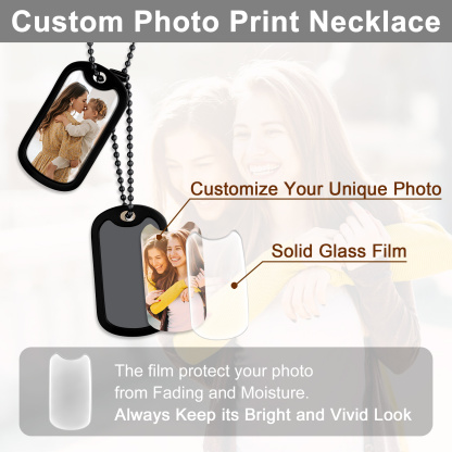 Custom Photo 2pcs Dog Tag Necklace for Men Women