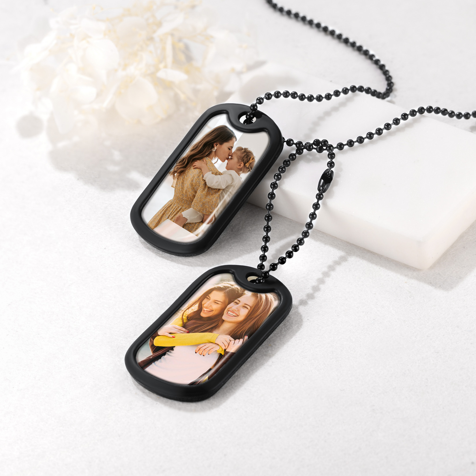 Custom Photo 2pcs Dog Tag Necklace for Men Women occasion