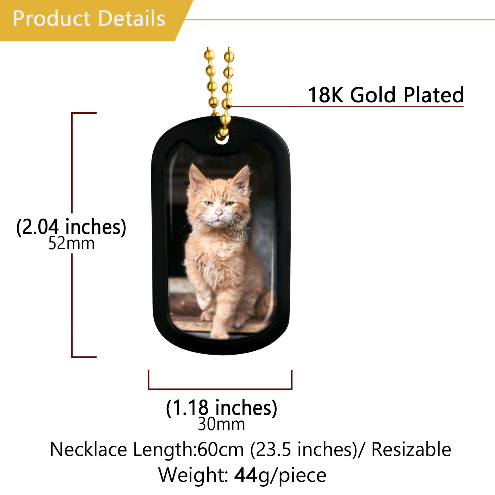 Custom Photo 2pcs Dog Tag Necklace for Men Women size