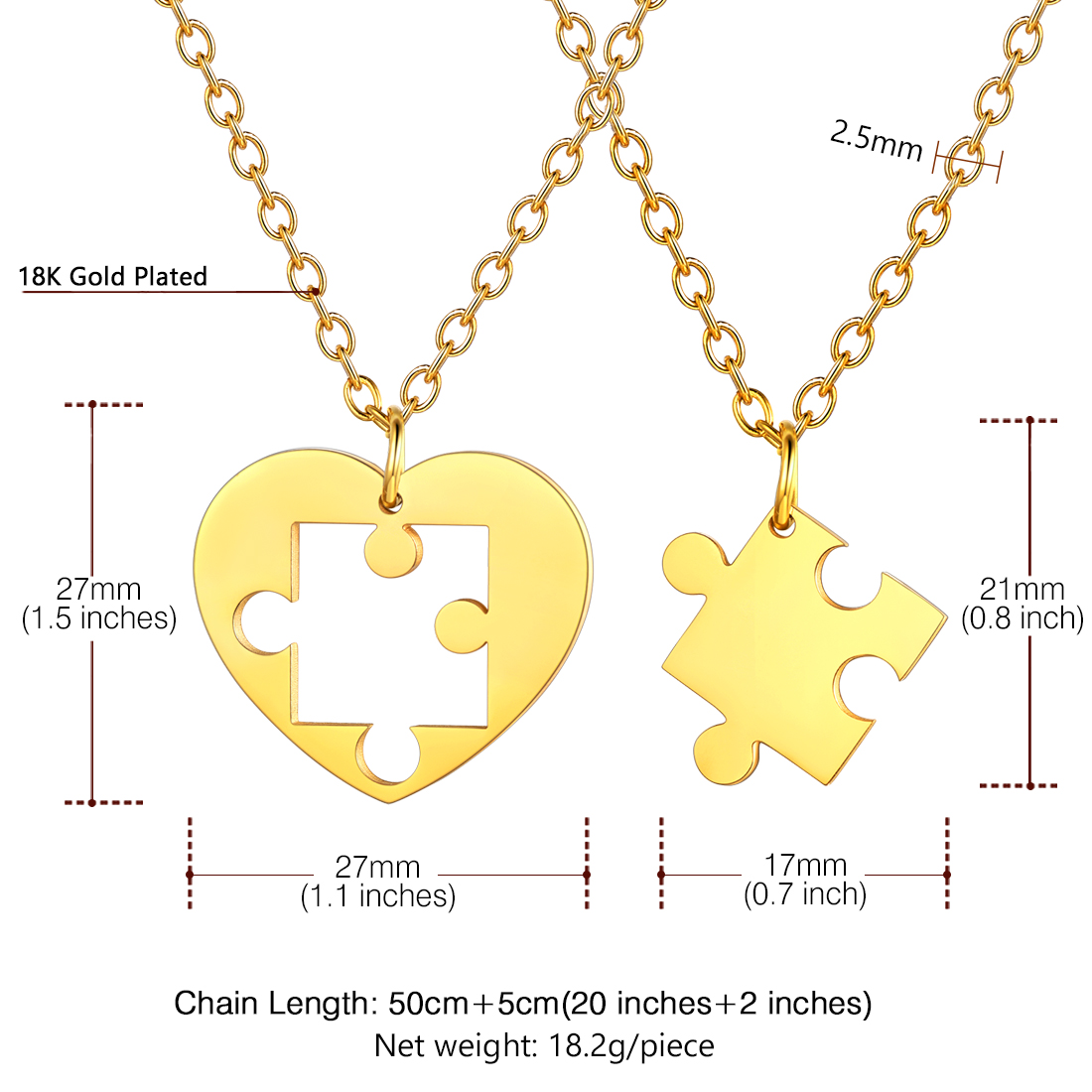 Puzzle Matching Necklaces for Couple 