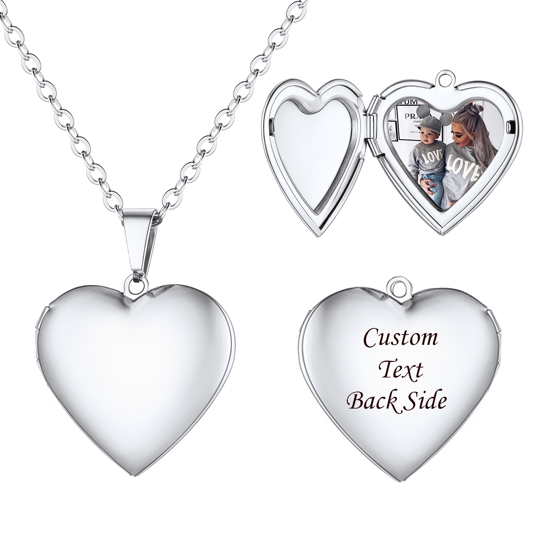 Customize Heart Photo Locket Necklace For Women