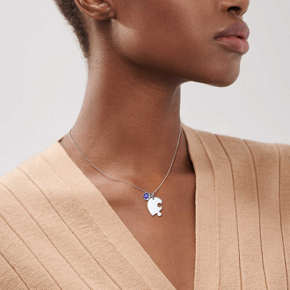 Personalized Birthstone Heart Puzzle Matching Pendant Necklace for Friend model