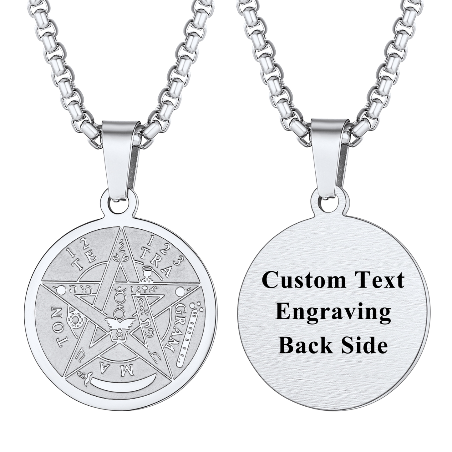Engraved Wiccan Pagan Pendant Plated Pentagram Necklace