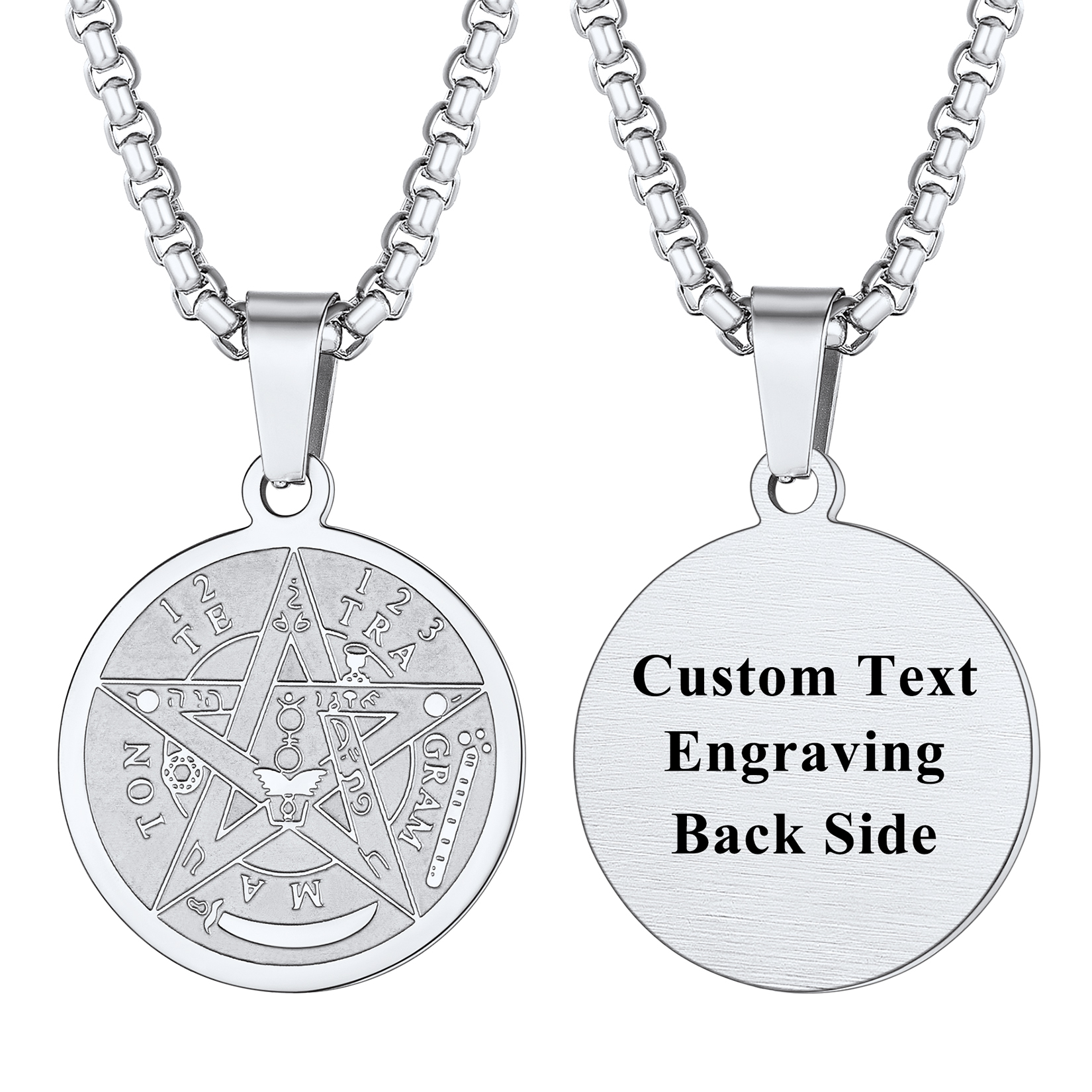 Engraved Wiccan Pagan Pendant Plated Pentagram Necklace