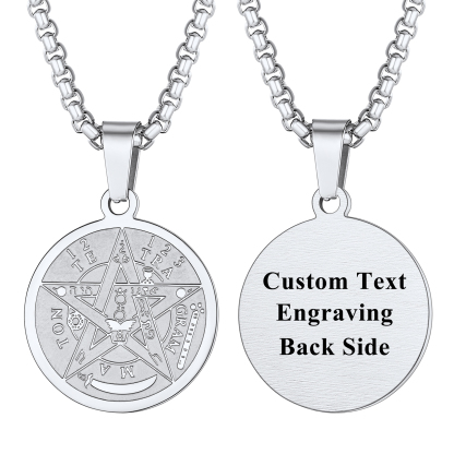 Engraved Wiccan Pagan Pendant Plated Pentagram Necklace