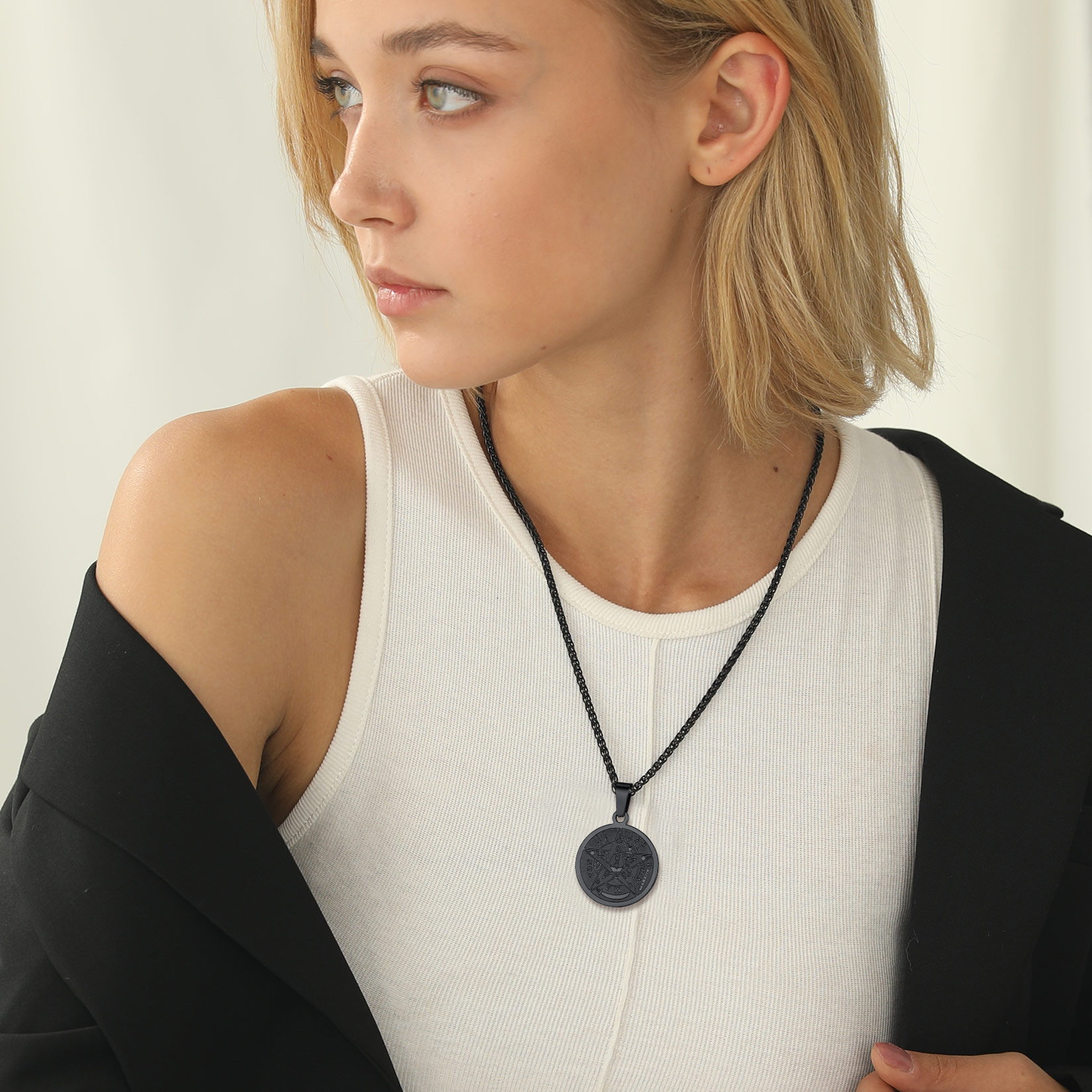 Engraved Wiccan Pagan Pendant Plated Pentagram Necklaces