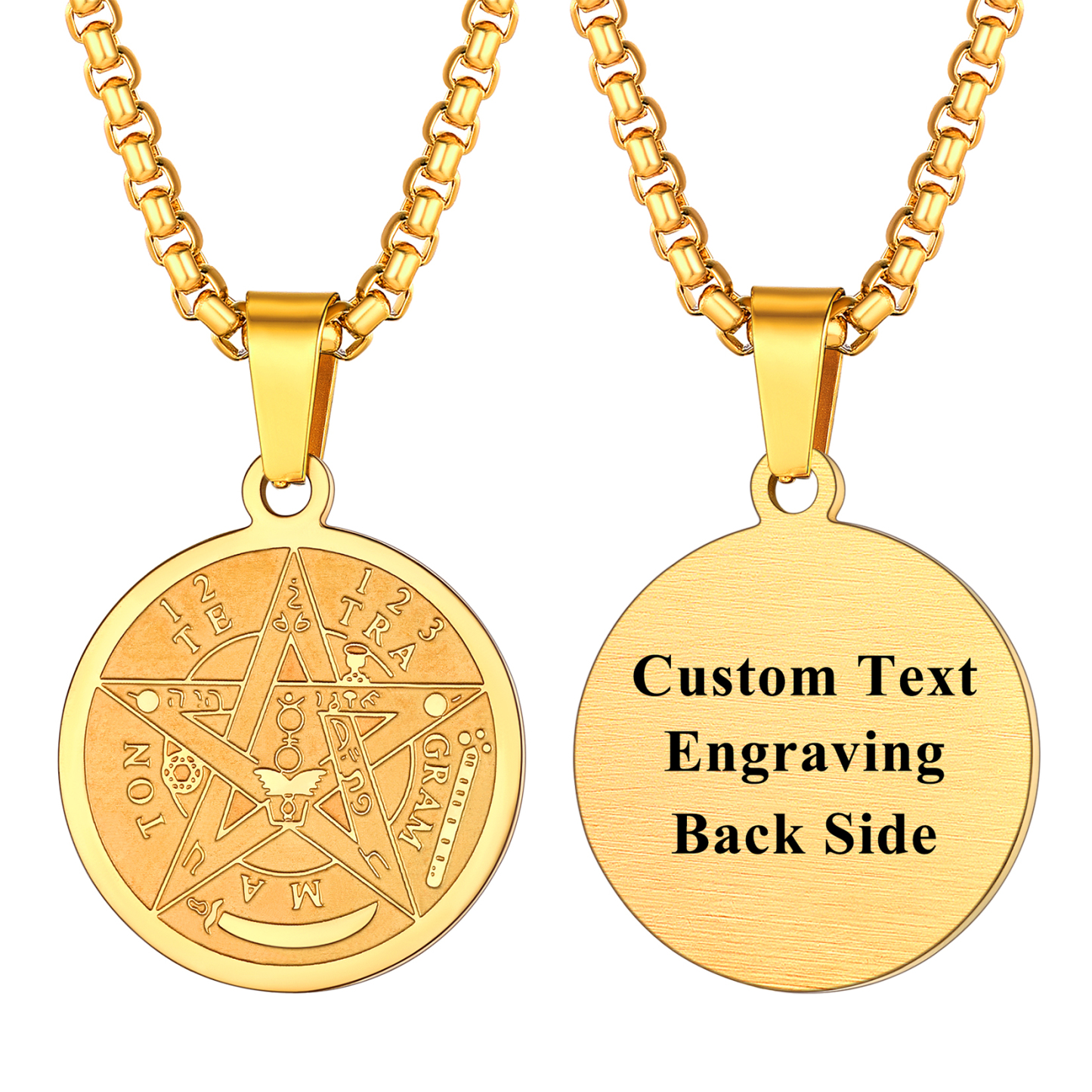 Engraved Wiccan Pagan Pendant Plated Pentagram Necklaces