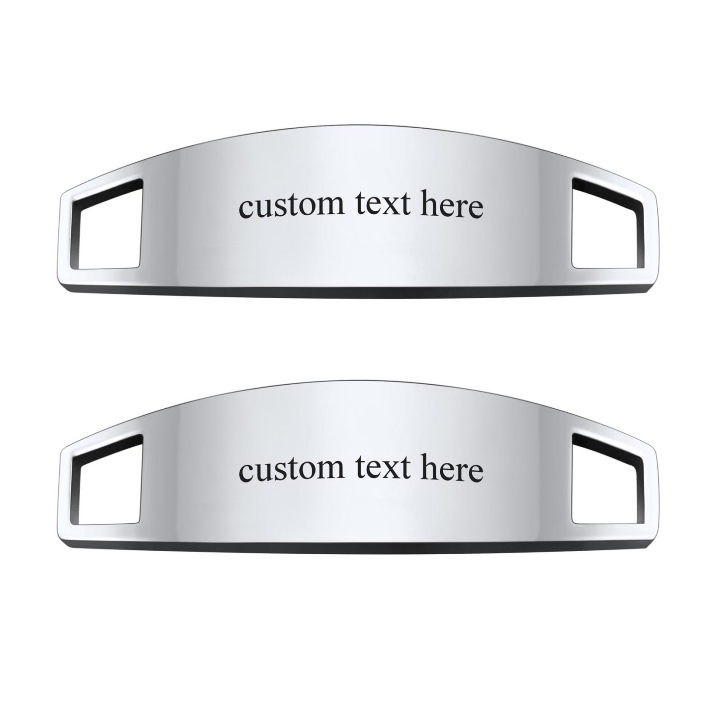 Personalized Engraved 2Pcs ShoeLace ID Tag Shoe Buckles for Men Silver