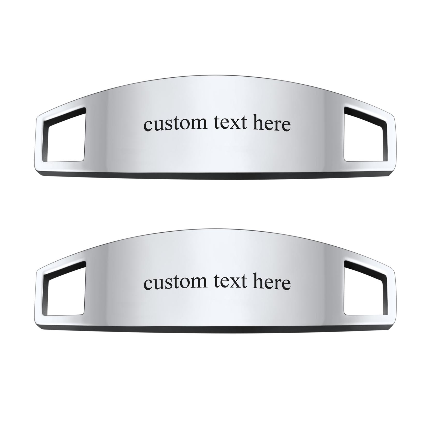 Personalized Engraved 2Pcs ShoeLace ID Tag Shoe Buckles for Men Silver