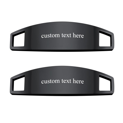 Personalized Engraved 2Pcs ShoeLace ID Tag Shoe Buckles for Men black
