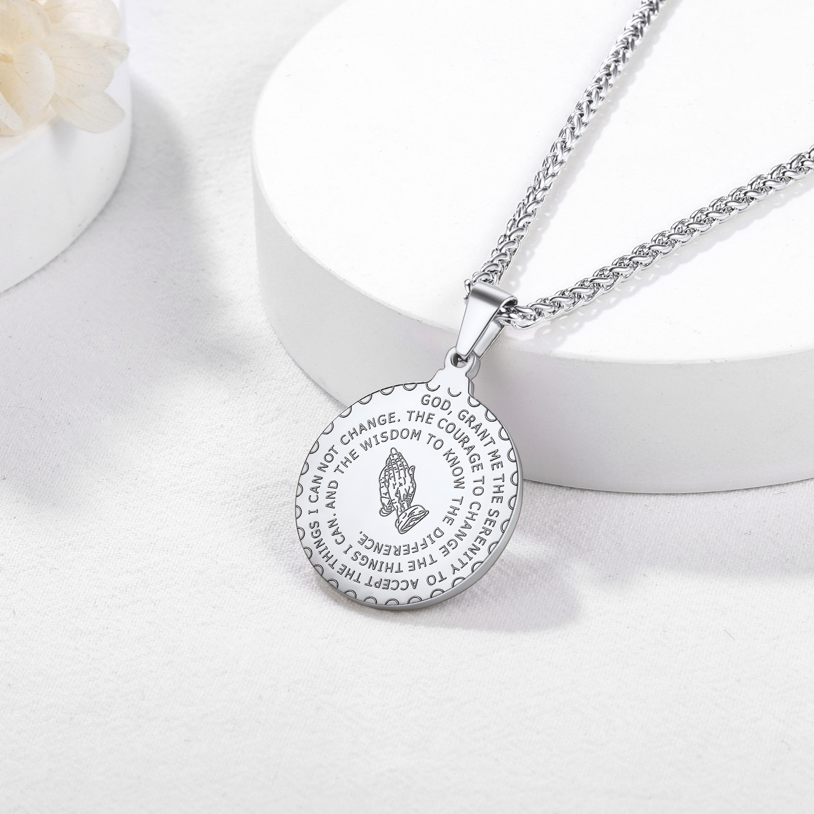 Personalized Photo Bible Verse Necklaces for Men Women silver occasion