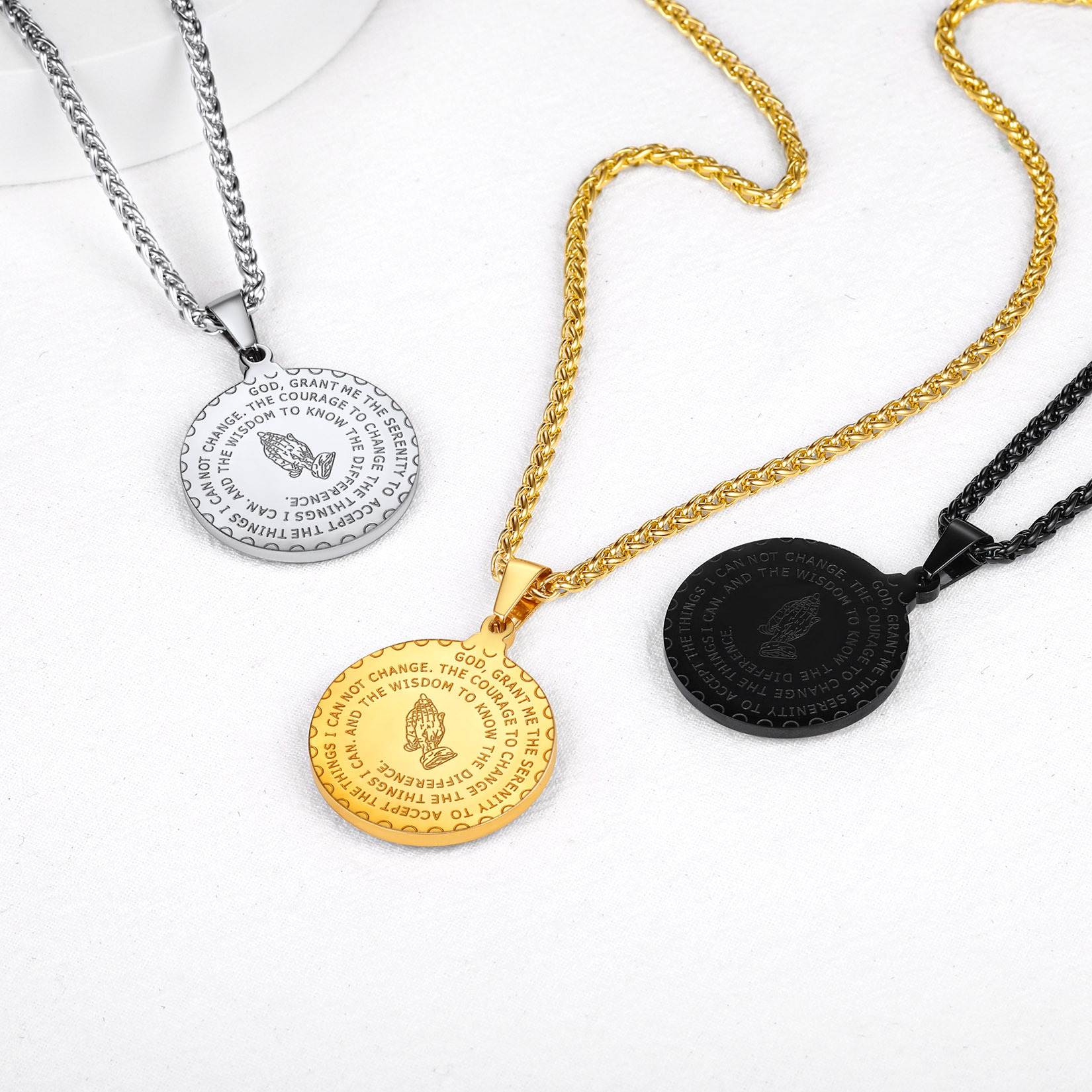 Personalized Photo Bible Verse Necklaces for Men Women color