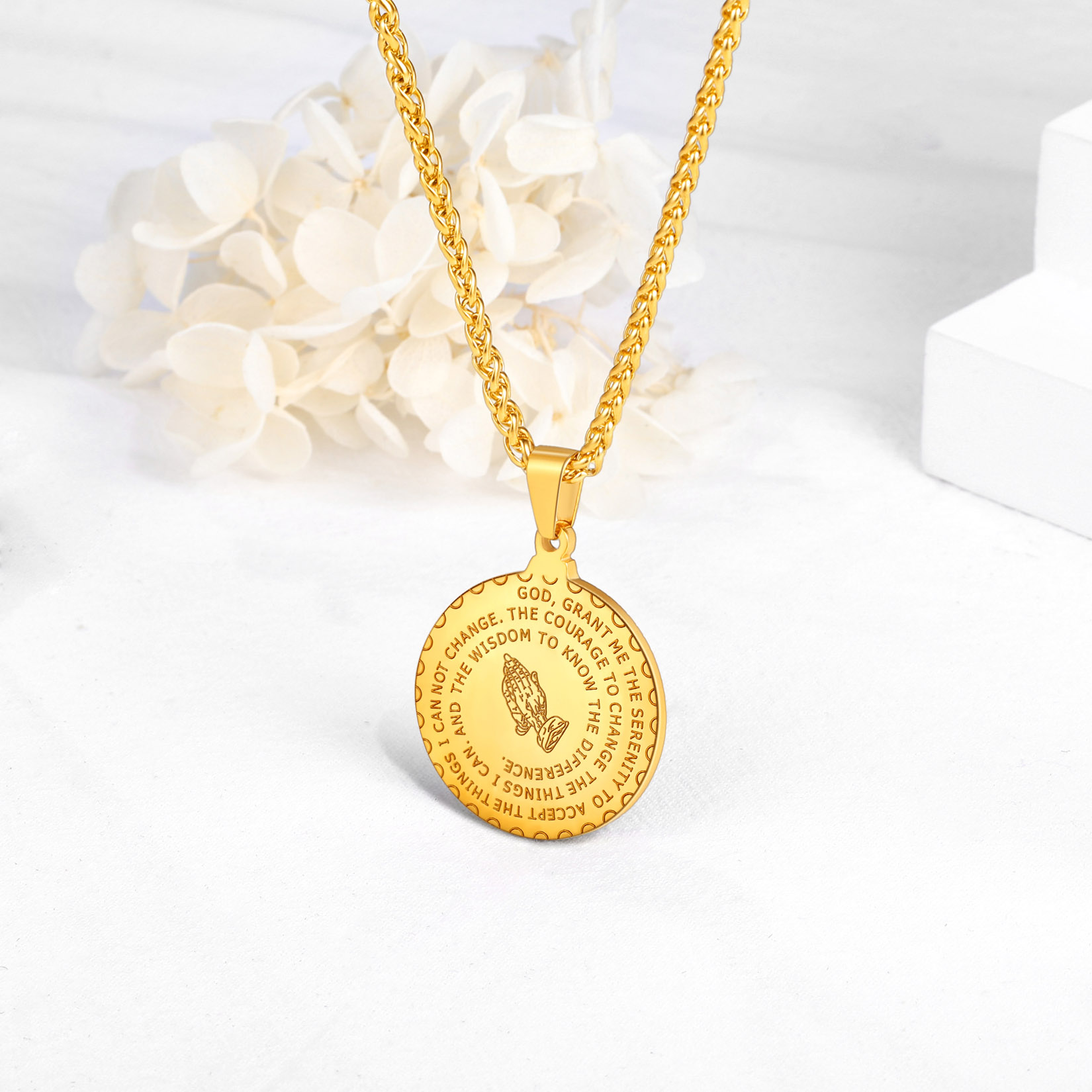 Personalized Photo Bible Verse Necklaces for Men Women gold occasion