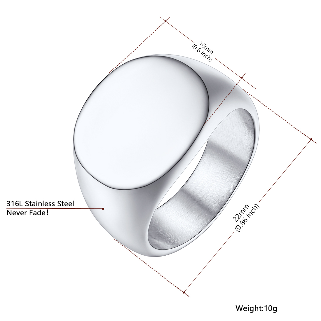Customizable Men's Signet Ring with Name Engraving Size
