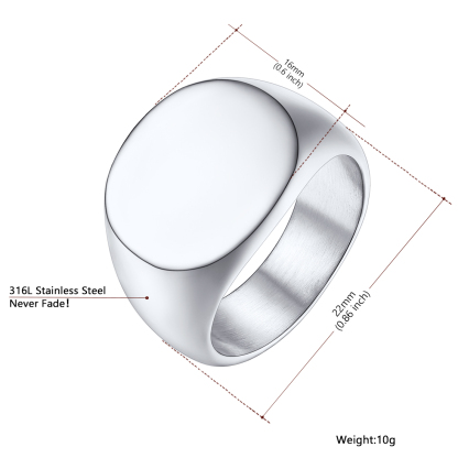 Customizable Men's Signet Ring with Name Engraving Size